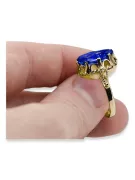 14k żółte złoto Szafir Pierścionek Styl Vintage vrc134y